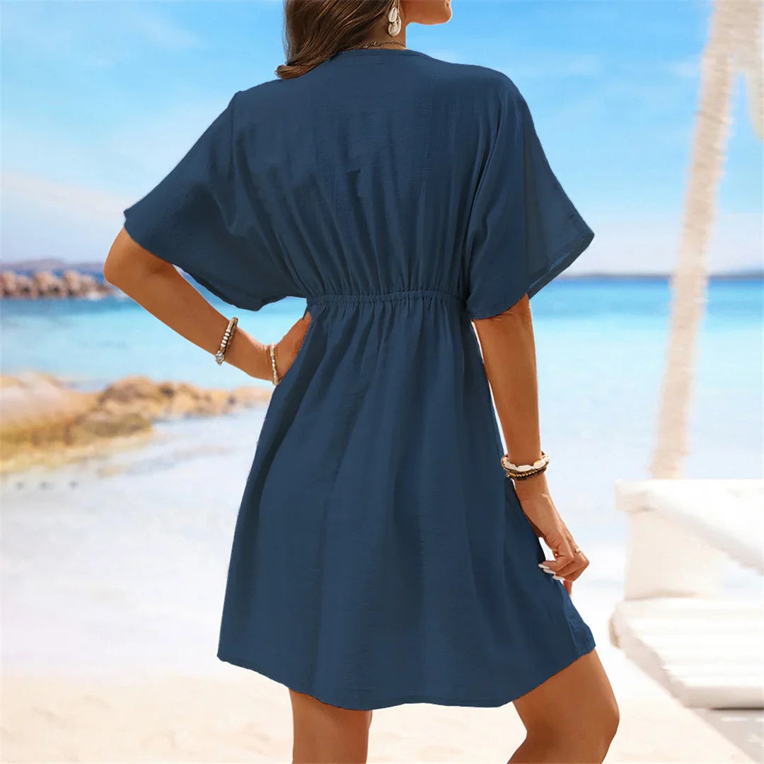 V Neck Lace Beach Tunic Cover-Up