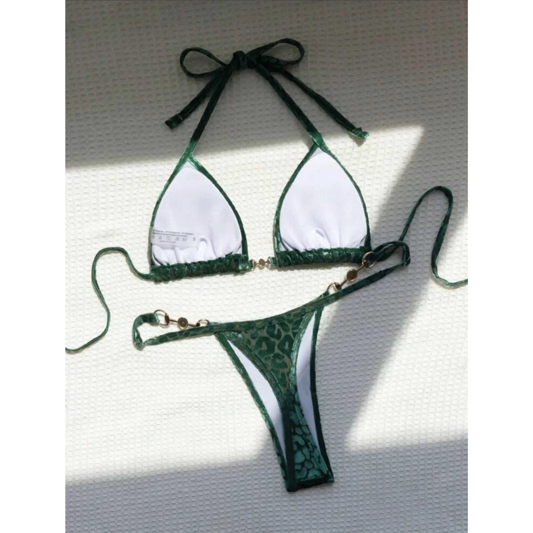 Leopard Pearl Mini Micro Bikini Set