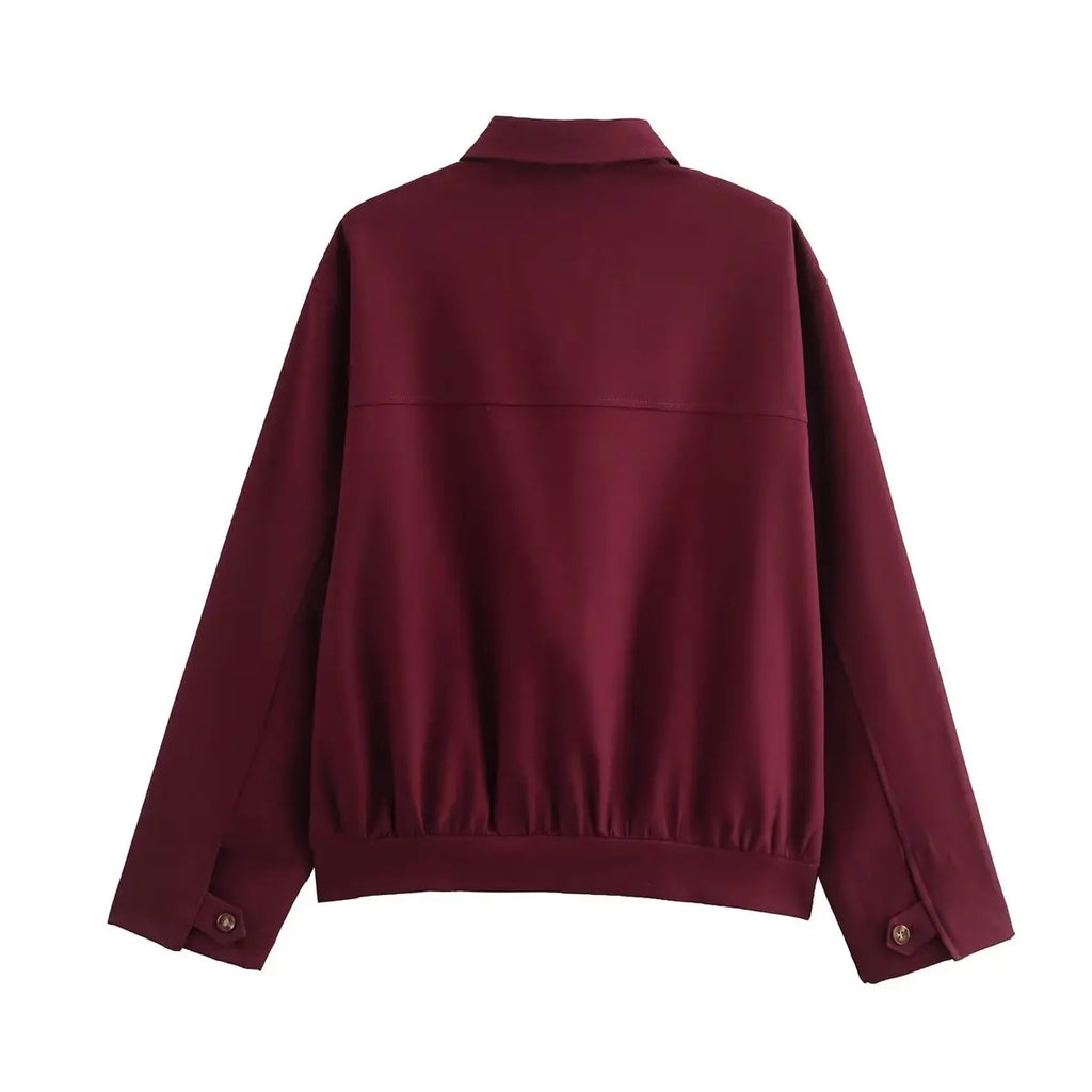 Burgundy Canvas Zip Jacket