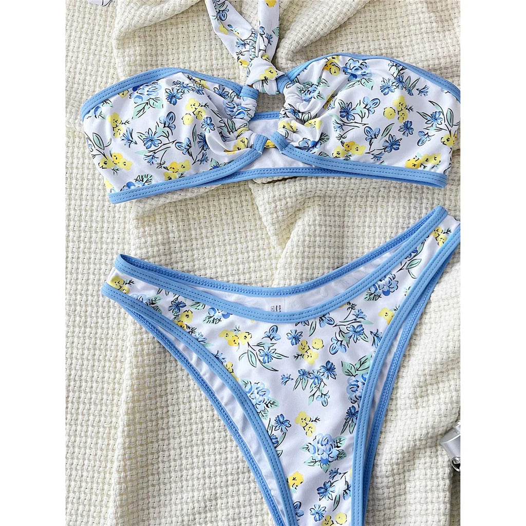 Floral Printed Brazilian Bikini Set