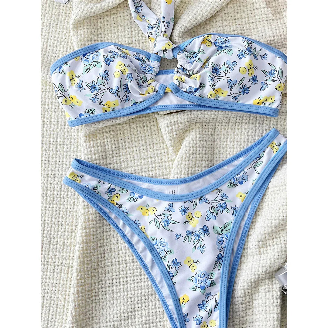 Floral Printed Brazilian Bikini Set