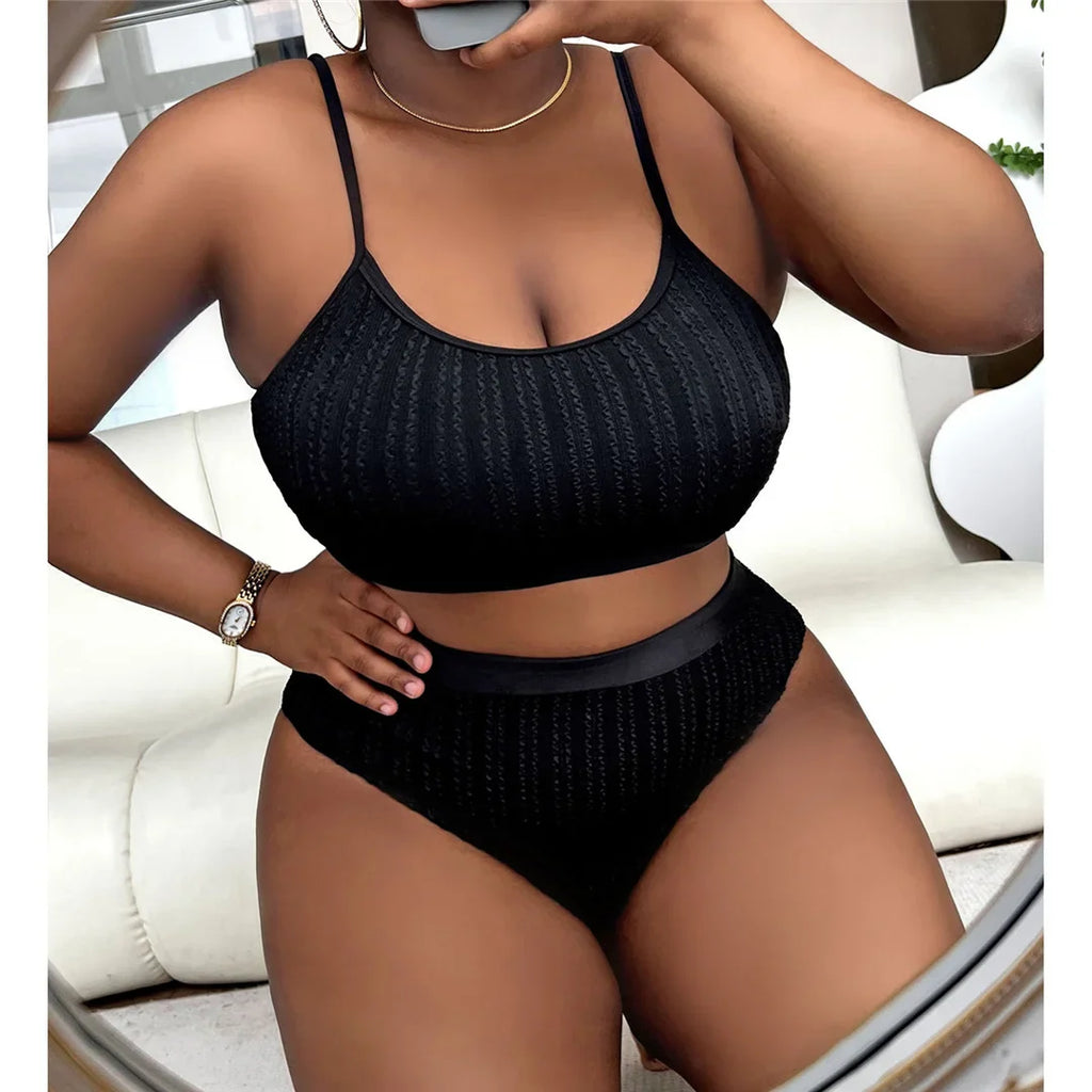 Ribbed Two-Piece Plus Bikini Black