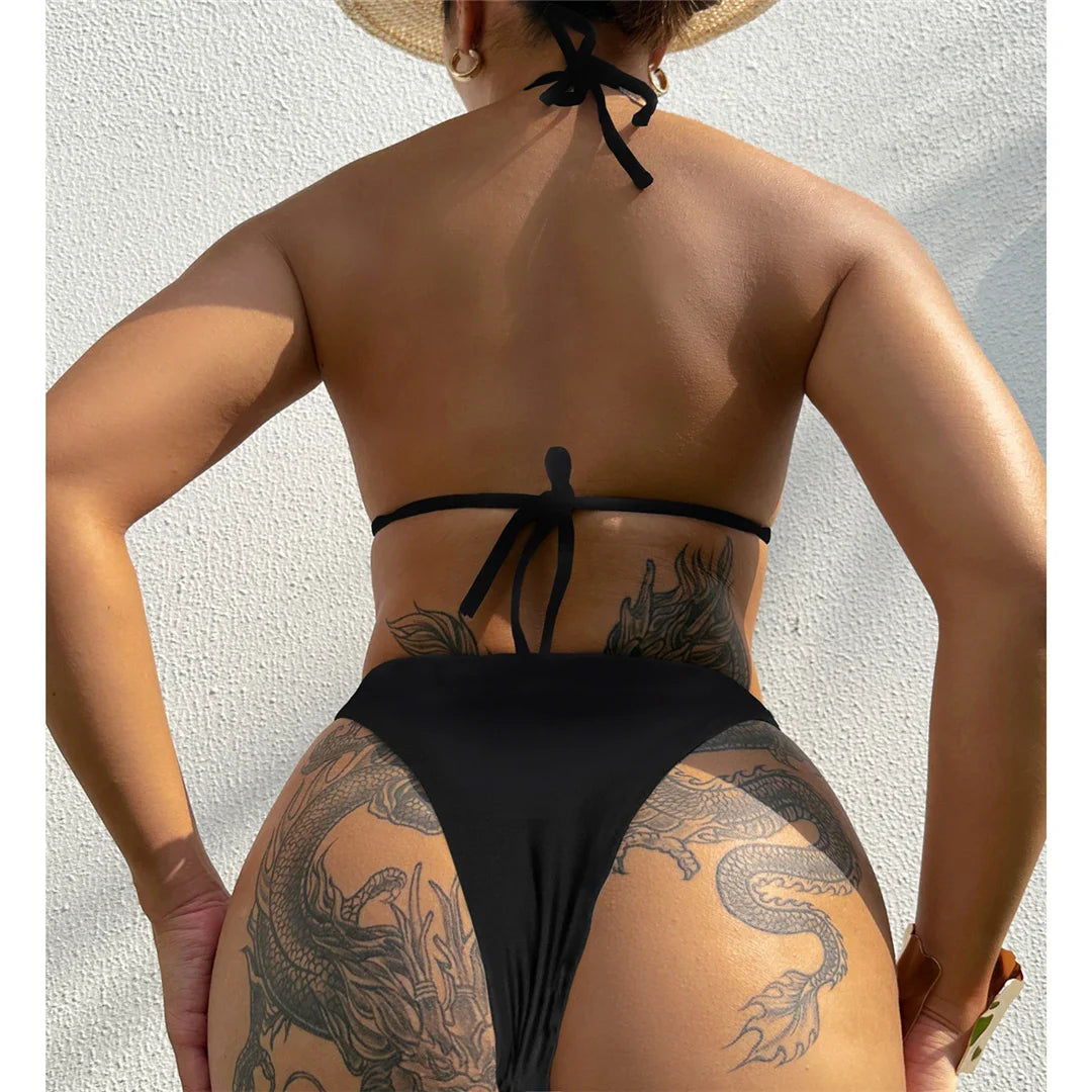 Rhinestones Leopard Splicing Bikini