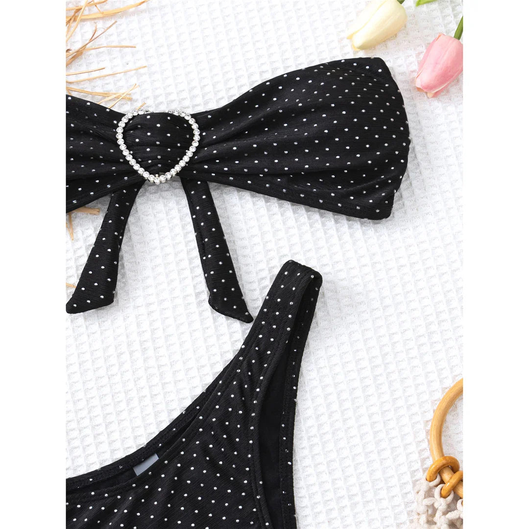 Polka Dots Bandeau Bikini Set
