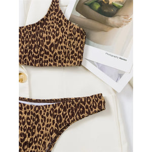 Leopard Wrinkled Brazilian Bikini Set