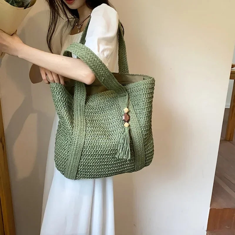 Elegant Straw Woven Handbag