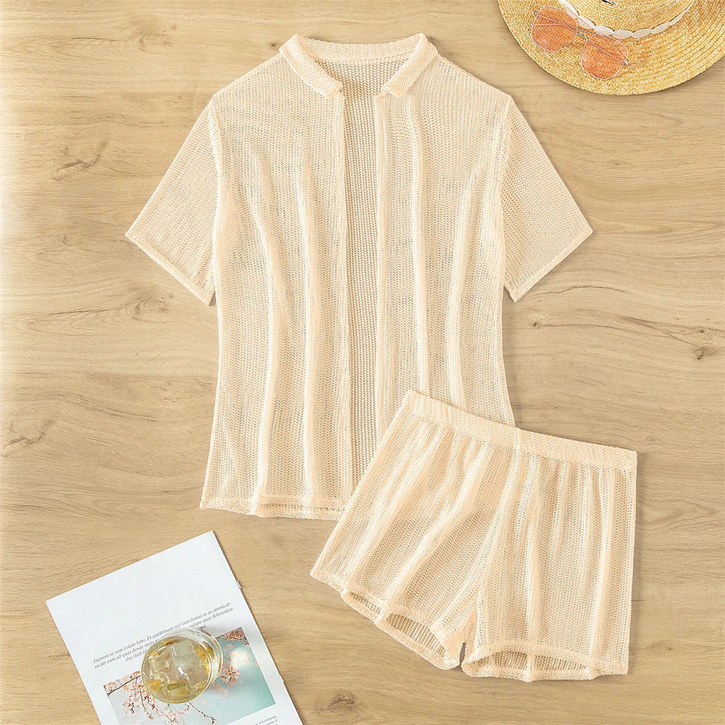 S-XL Short Sleeve Crochet Cover-Up