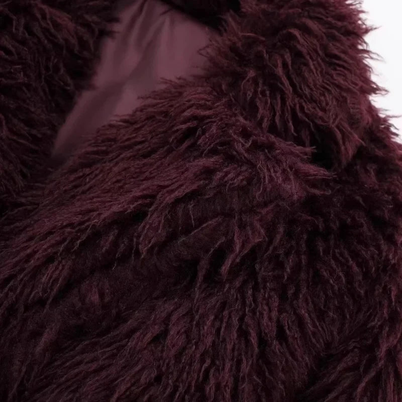 Amara Burgundy Faux Fur Cardigan