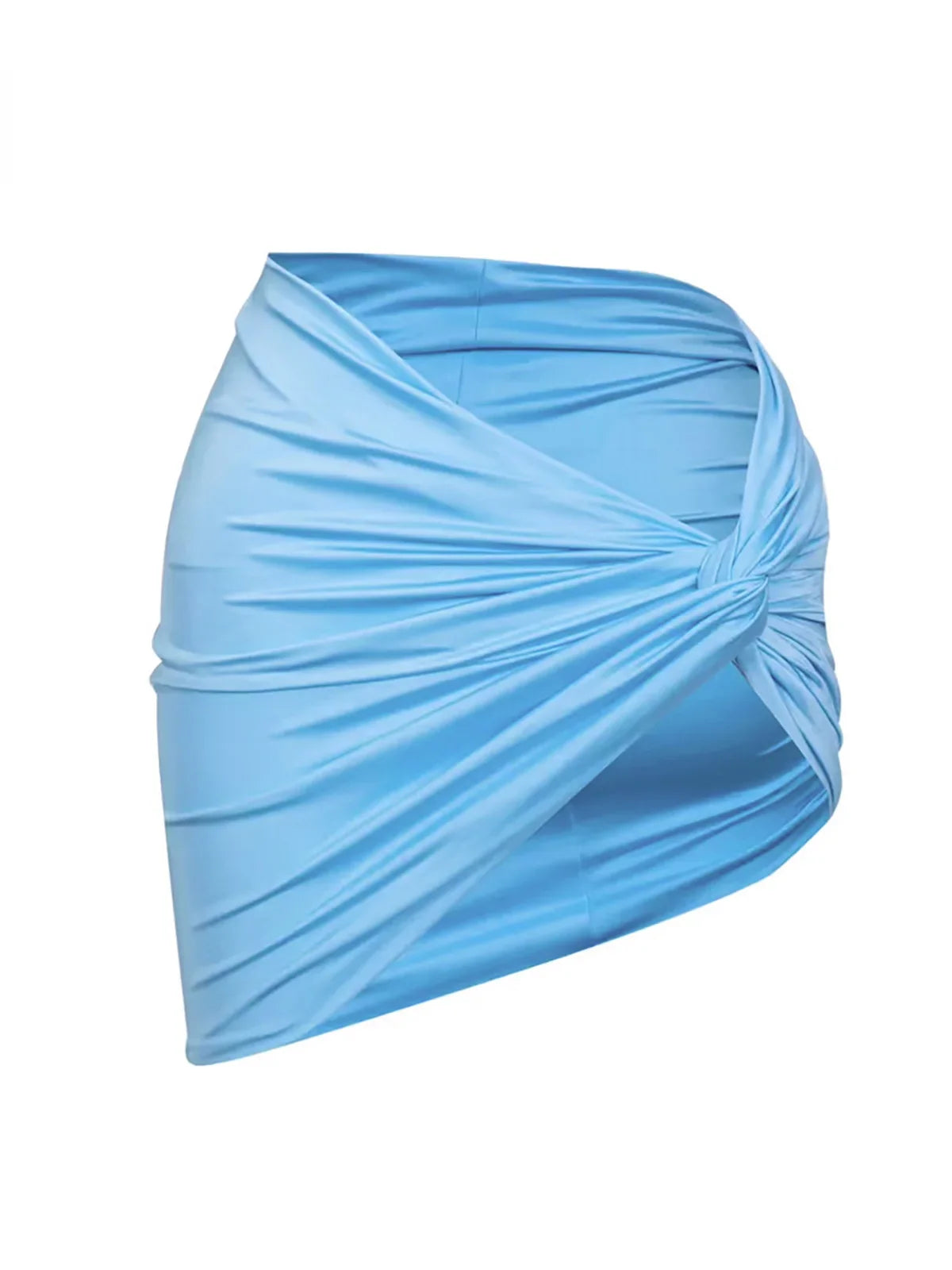 Halter Scrunch Butt Bikini Set Sky Blue Skirt