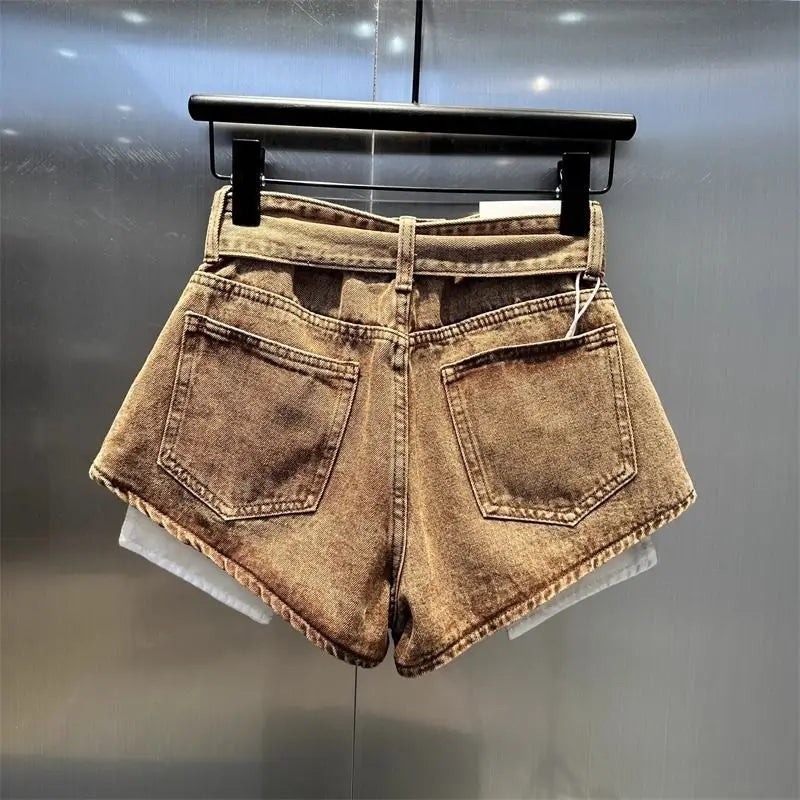 Women’s Orange Denim Shorts