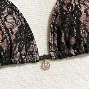 Lace Halter High Cut Bikini Set