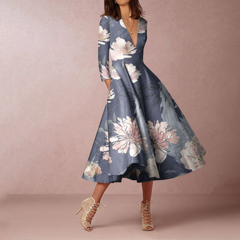 Sheny Dress Blue Flower