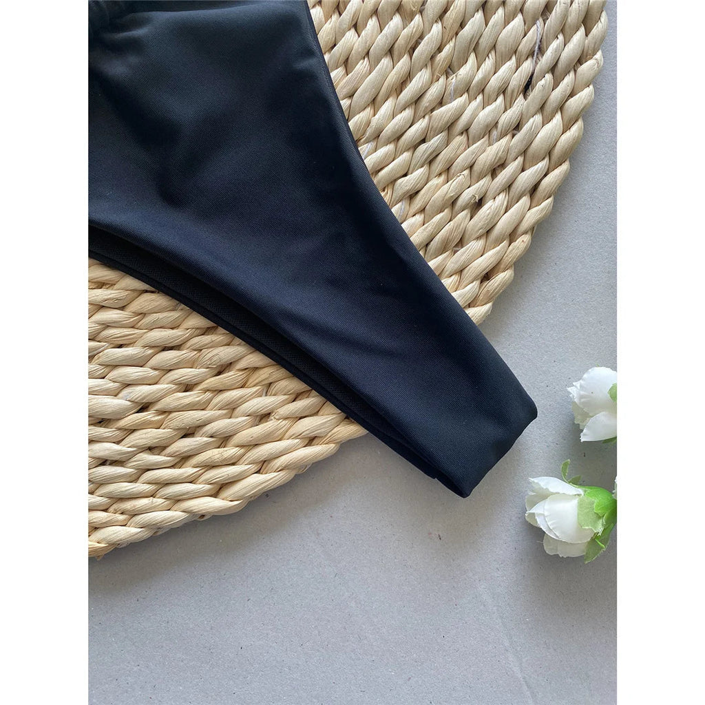 Bandeau Metal Rings High-Leg Bikini