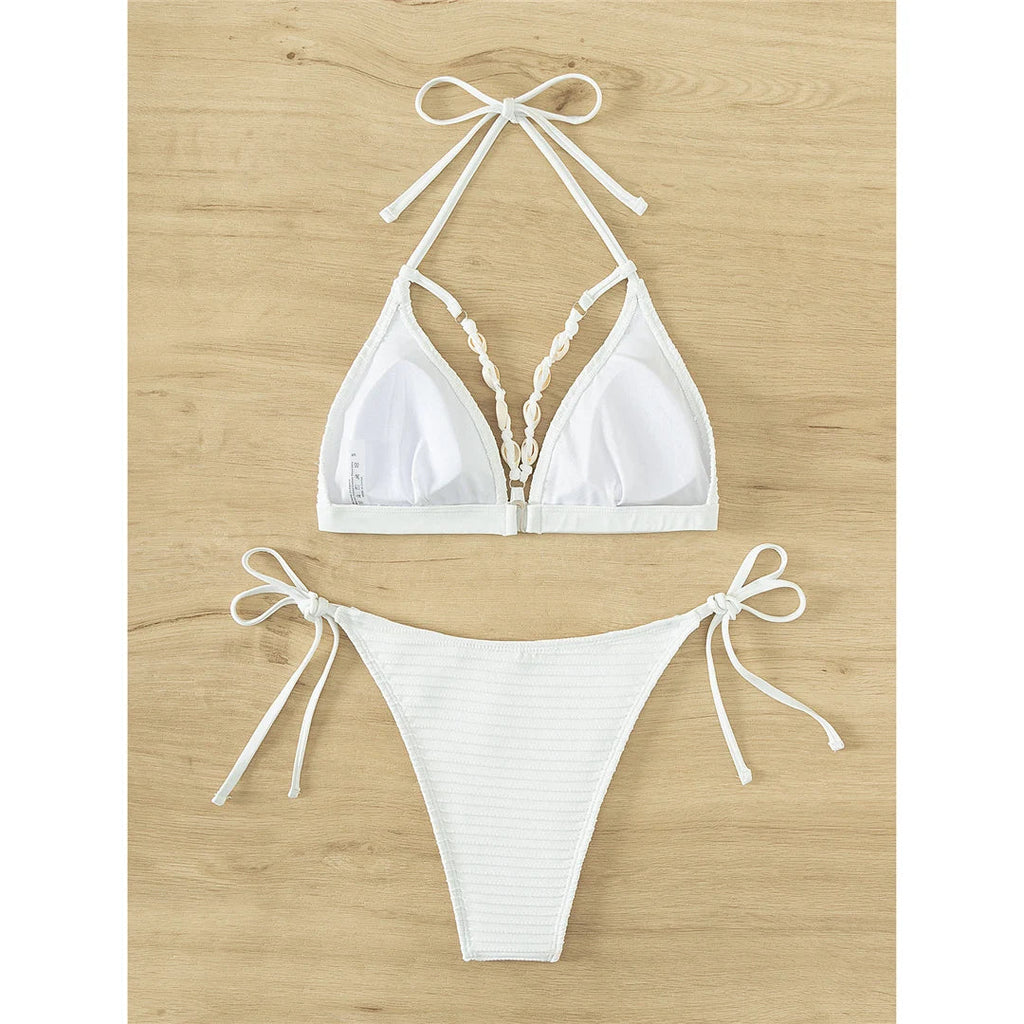 Halter Shell High Leg Bikini
