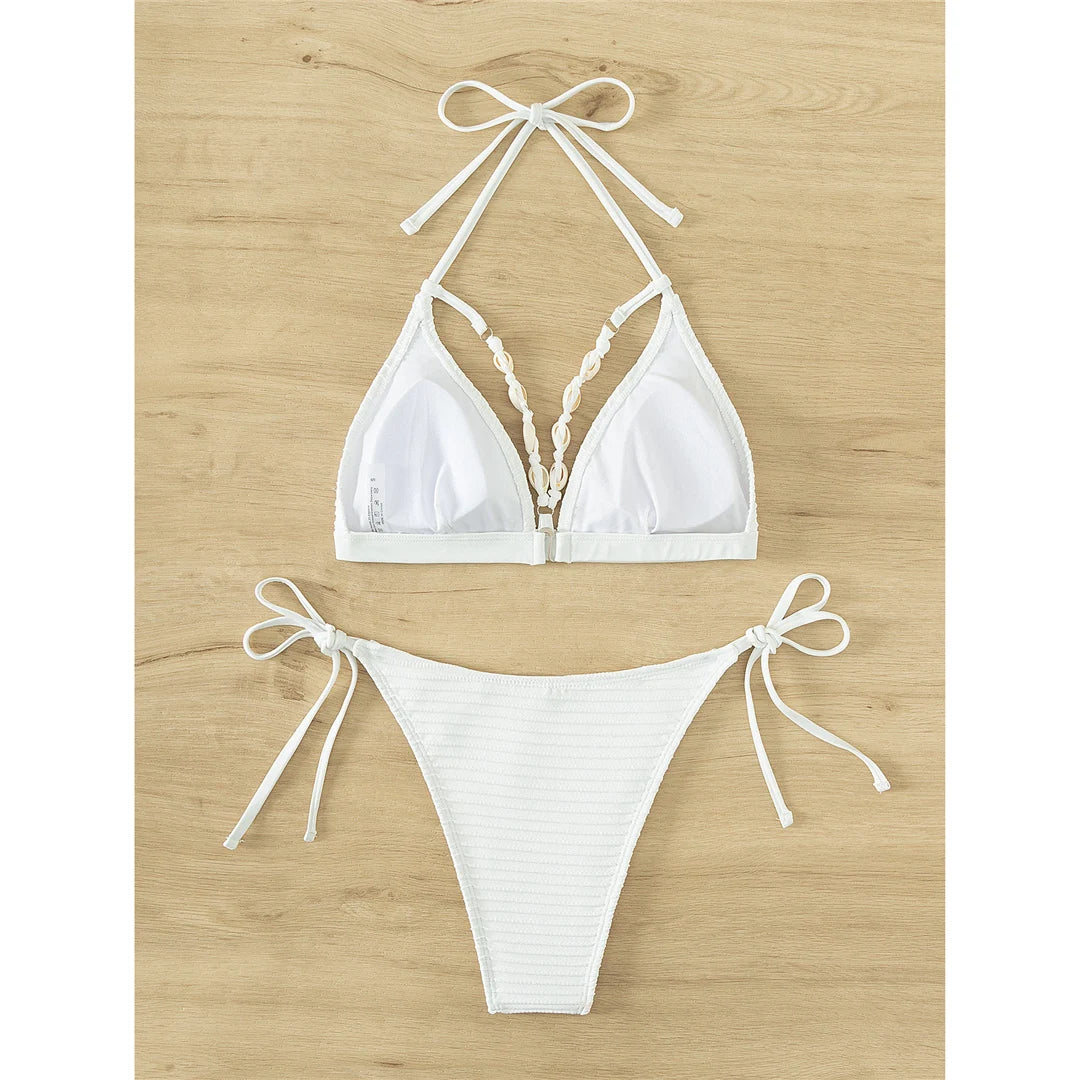 Halter Shell High Leg Bikini