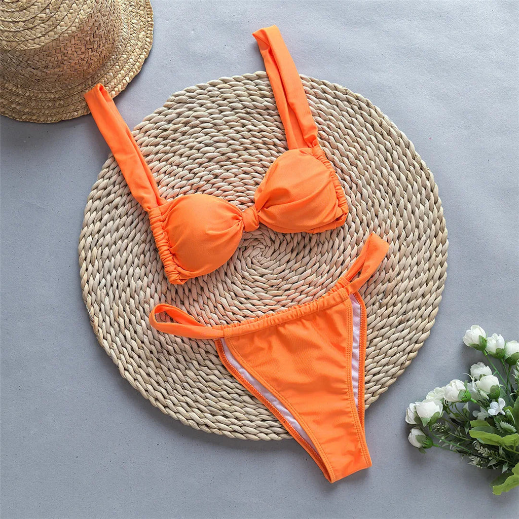 Tie Dye Flowers Bikini Set Orange