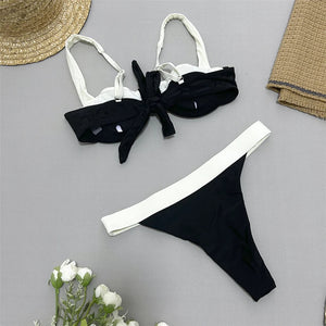 Splicing U Neck Underwired Bikini Set