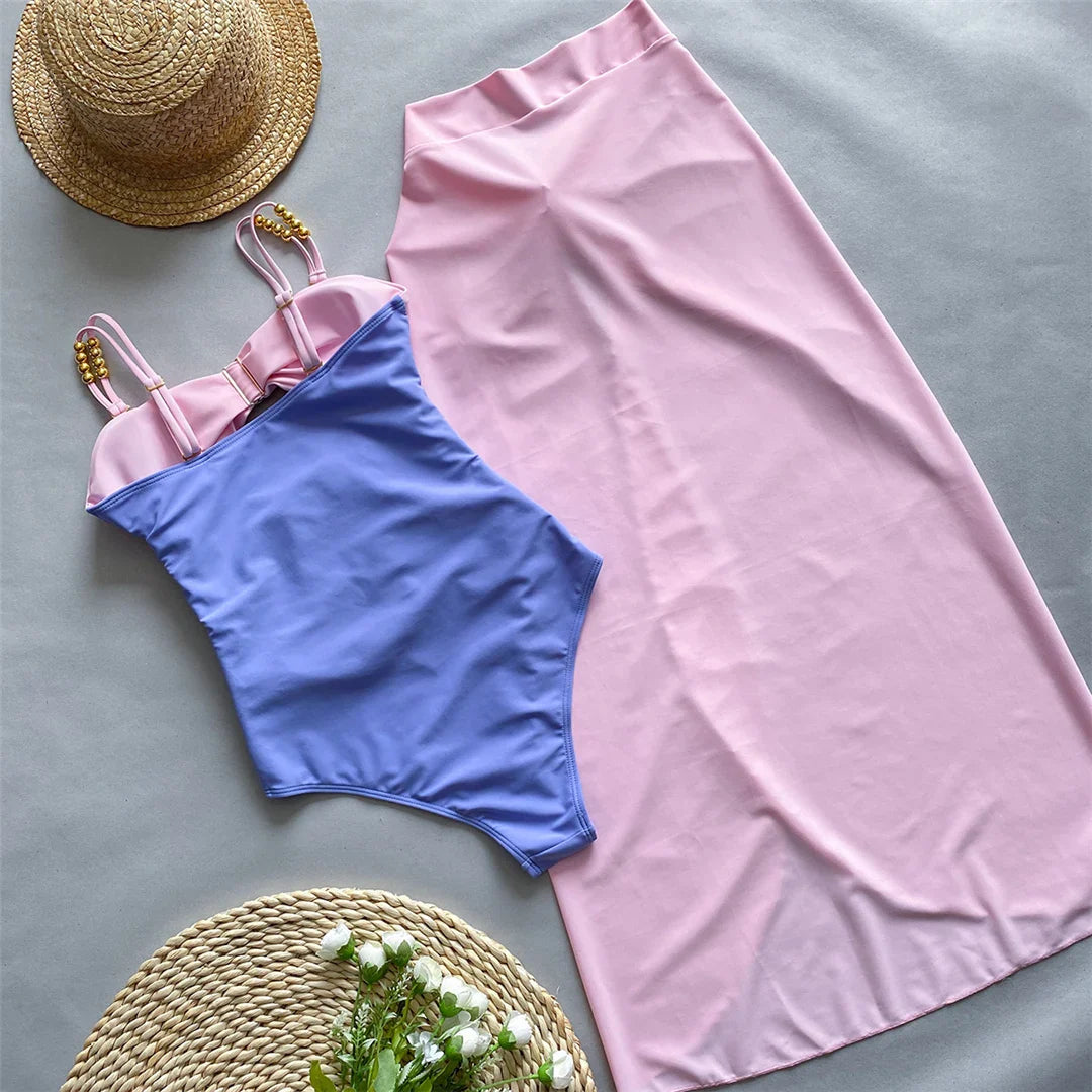 Splicing Knotted Skirt Monokini