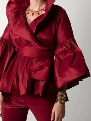 Women’s Puff Sleeve Wrap Blouse