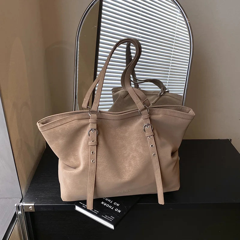 Mirella Suede Buckle Tote Bag