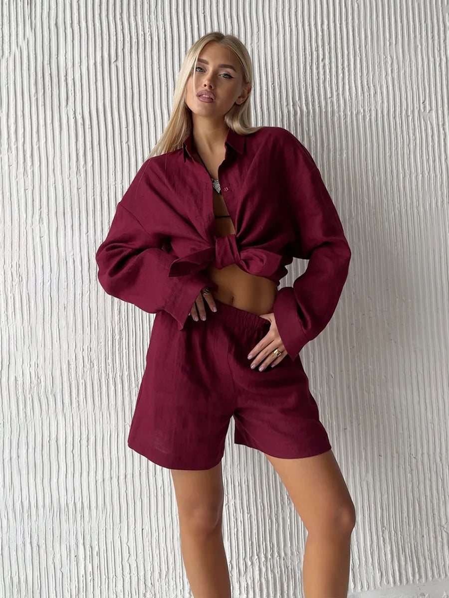 YOLANDA 2 PIECES SET Wine Red