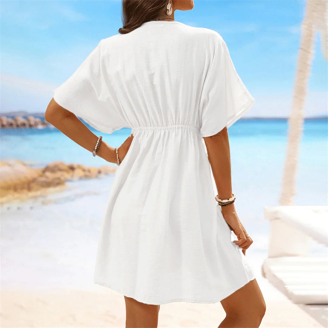 V Neck Lace Beach Tunic Cover-Up