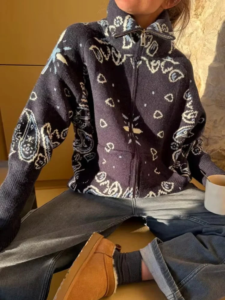 Women’s Jacquard Zip Cardigan