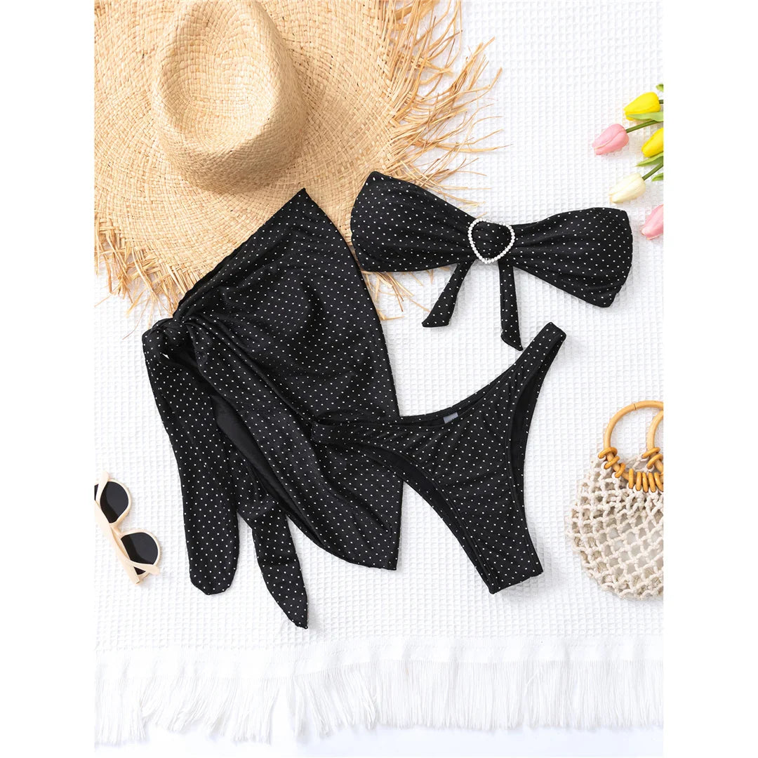 Polka Dots Bandeau Bikini Set