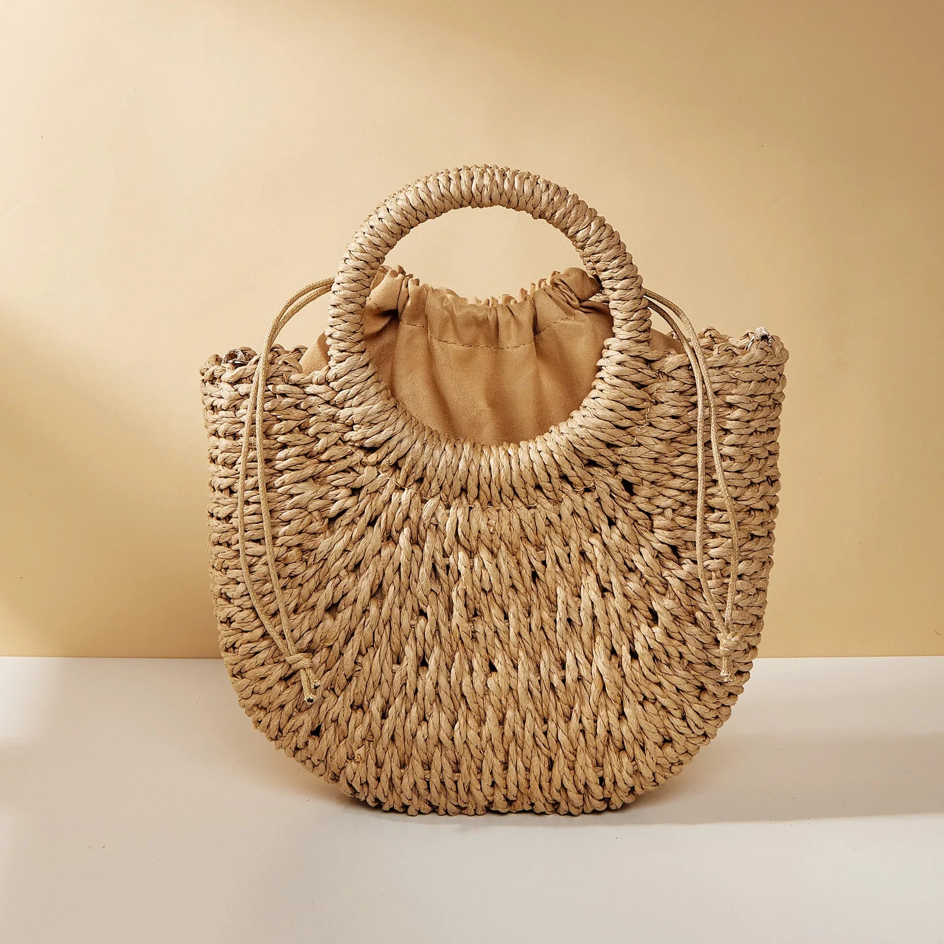 Half-Moon Straw Rattan Crossbody Bag