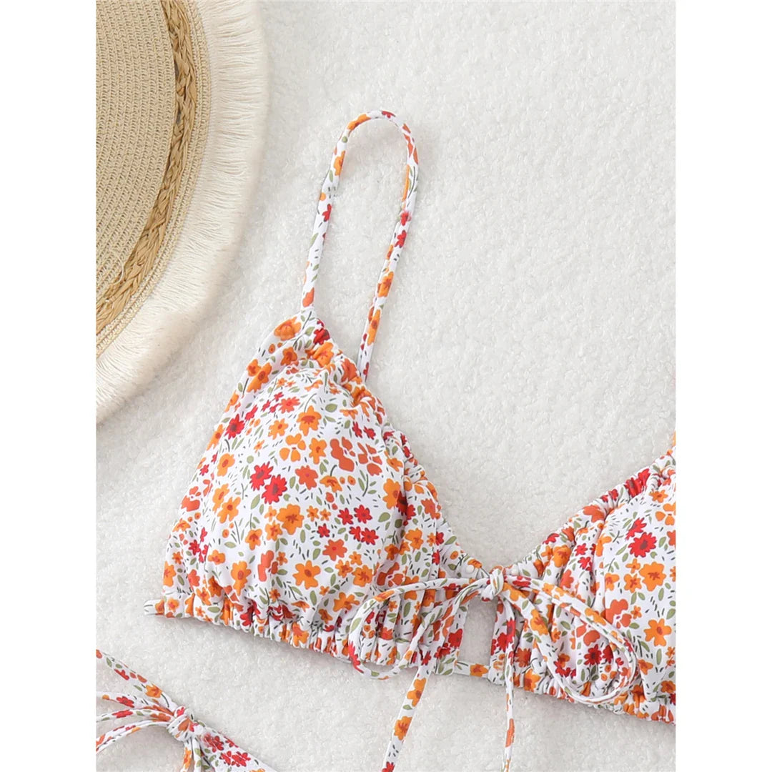 Floral Printed High Leg Bikini