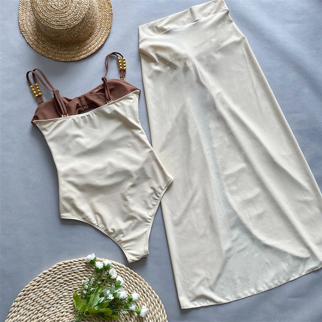 Splicing Knotted Skirt Monokini