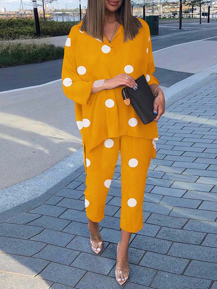 ANNA POLKA DOT SET A Yellow