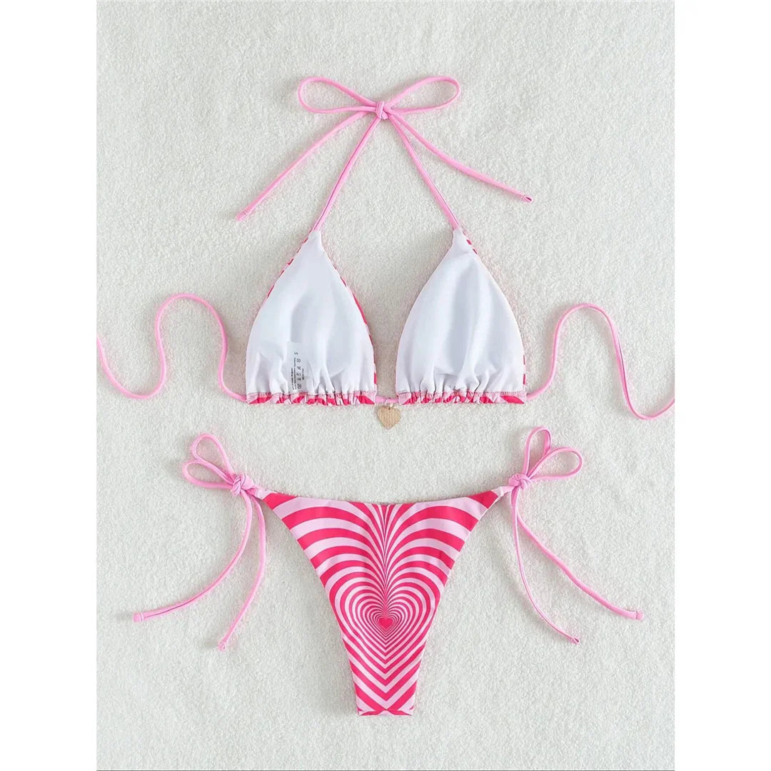 Gradient Halter Strappy Bikini