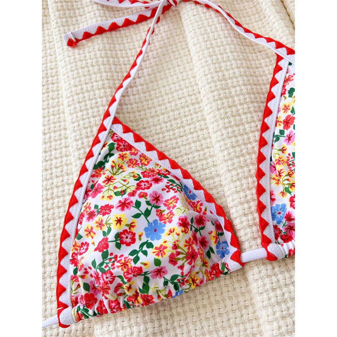 Floral Halter Brazilian Bikini Set