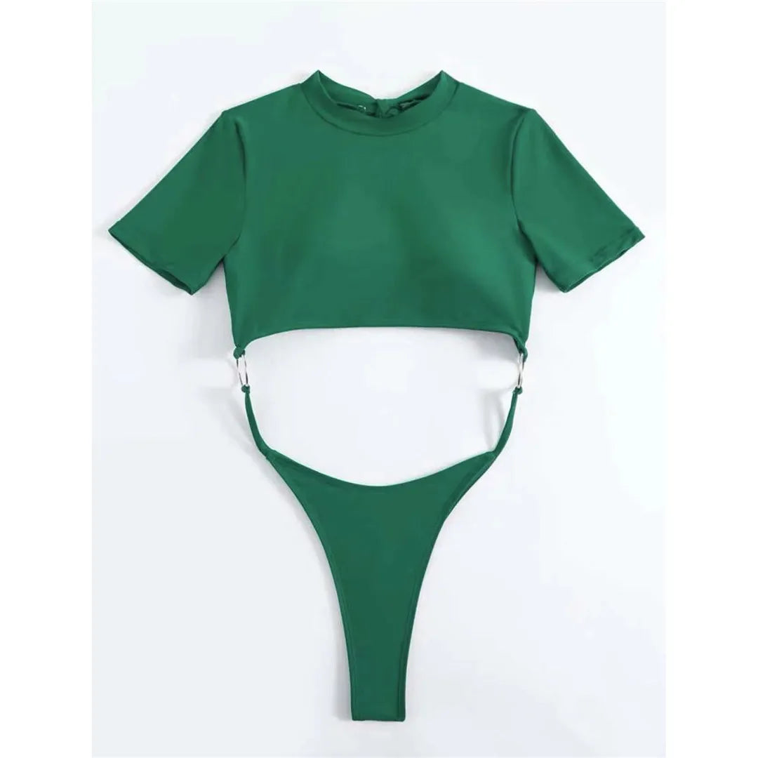 Short Sleeve Thong One Piece