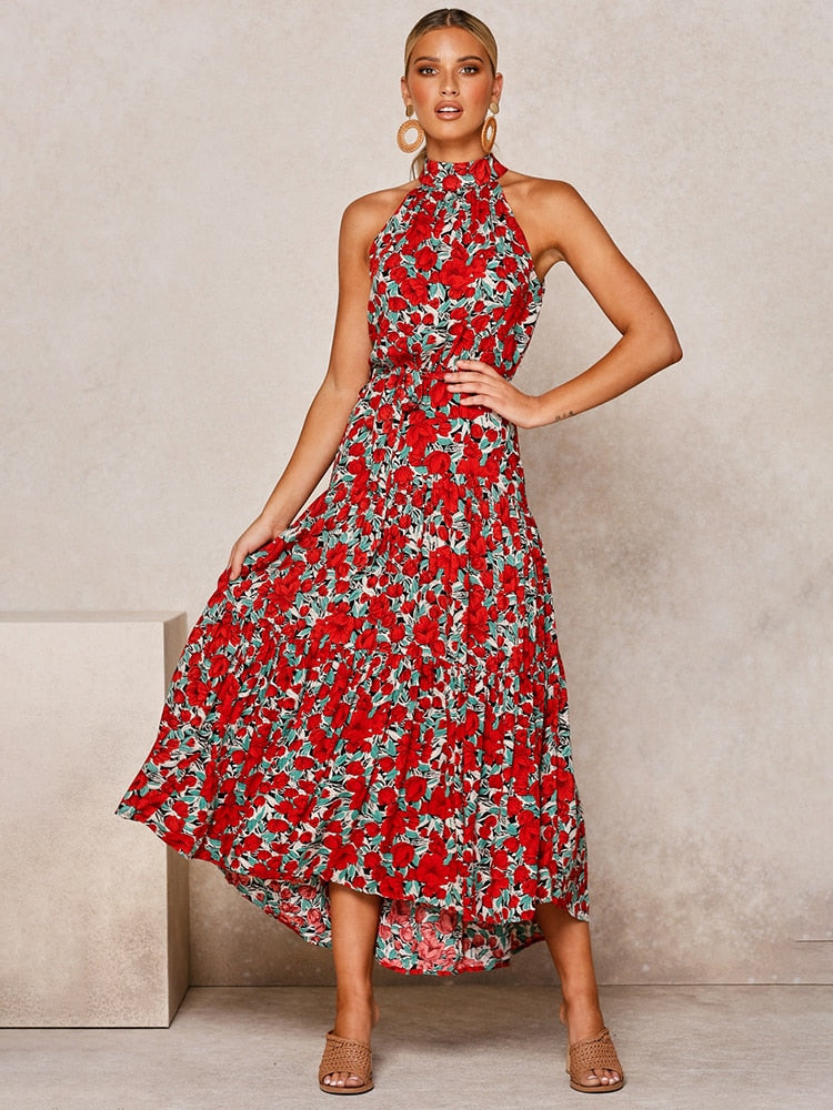 REHNE DRESS Red floral pattern