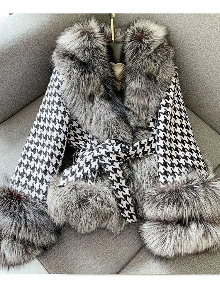 Montelle Tweed Fur Coat