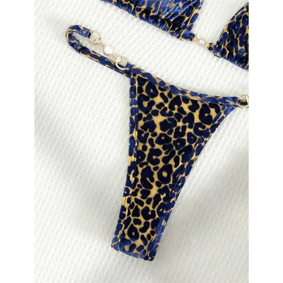 Leopard Pearl Mini Micro Bikini Set