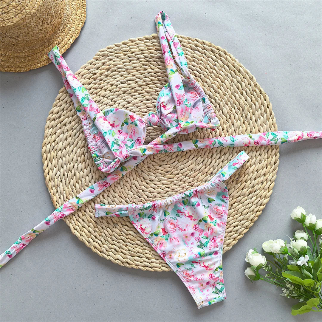 Tie Dye Flowers Bikini Set