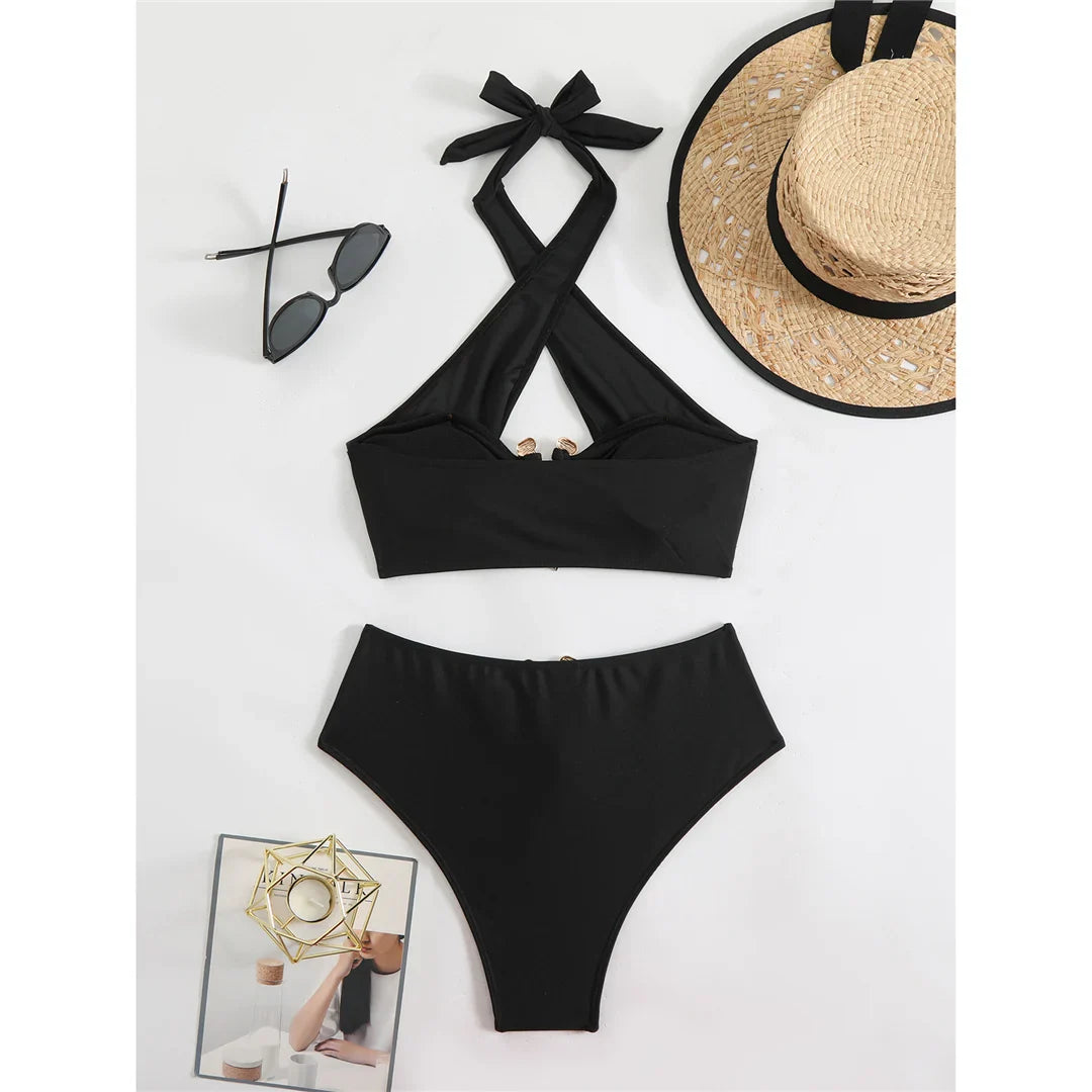 Halter Cut-Out High Waist Bikini