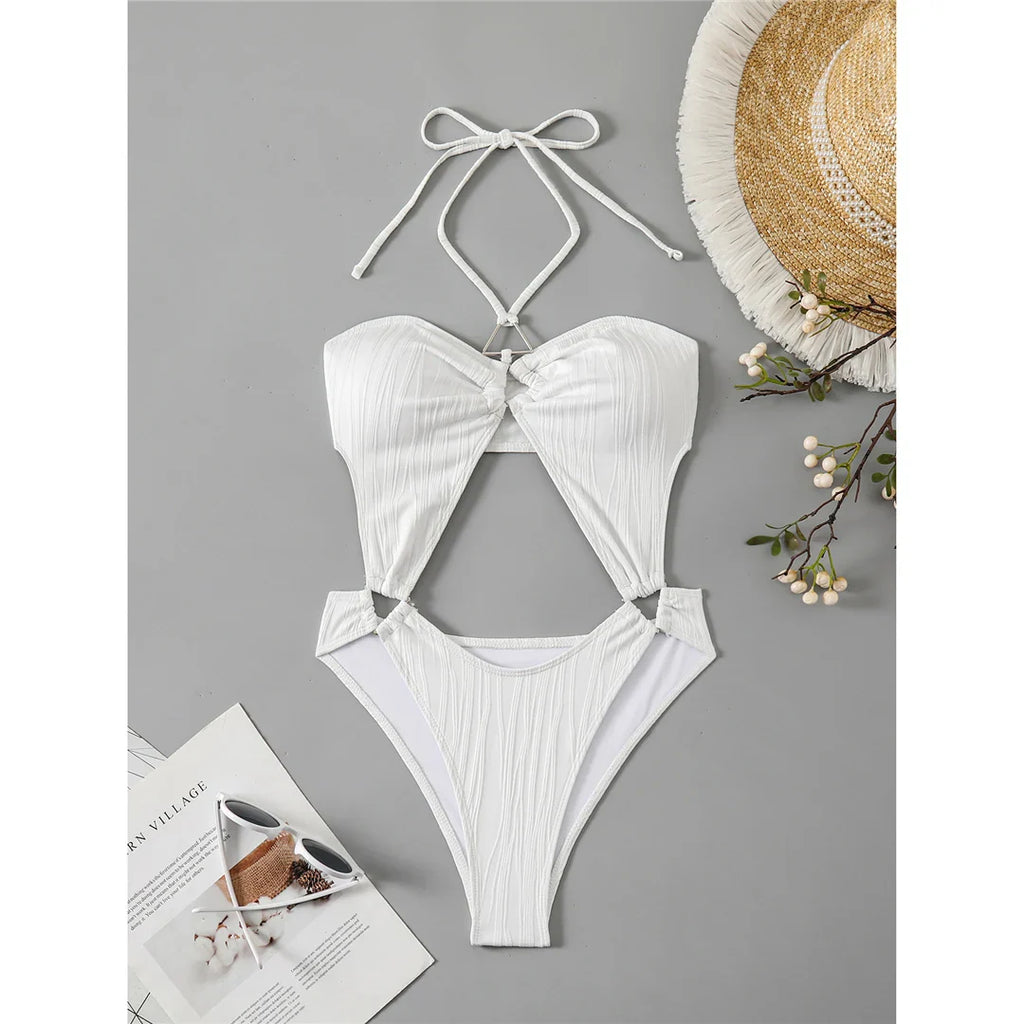 Tummy Cut-Out Halter Swimsuit