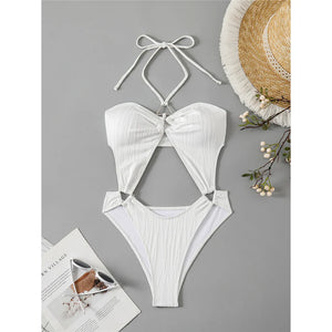 Tummy Cut-Out Halter Swimsuit