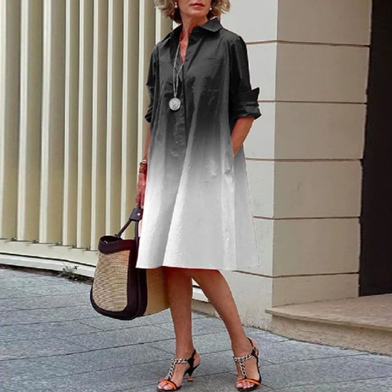 Maggie Dress Black White Gradient