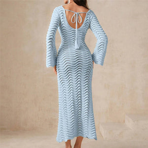 Long Sleeve Crochet Tunic Cover-Up