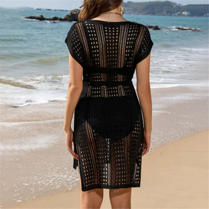 V Neck Hollow Crochet Beach Tunic