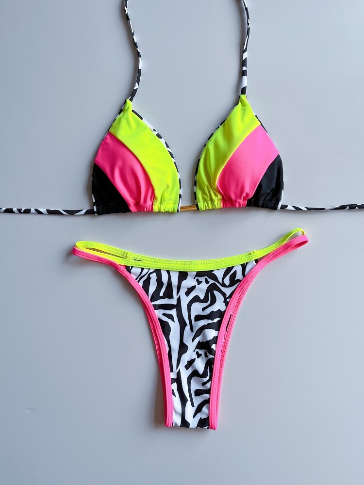 Brazilian Strappy Bikini Zebra