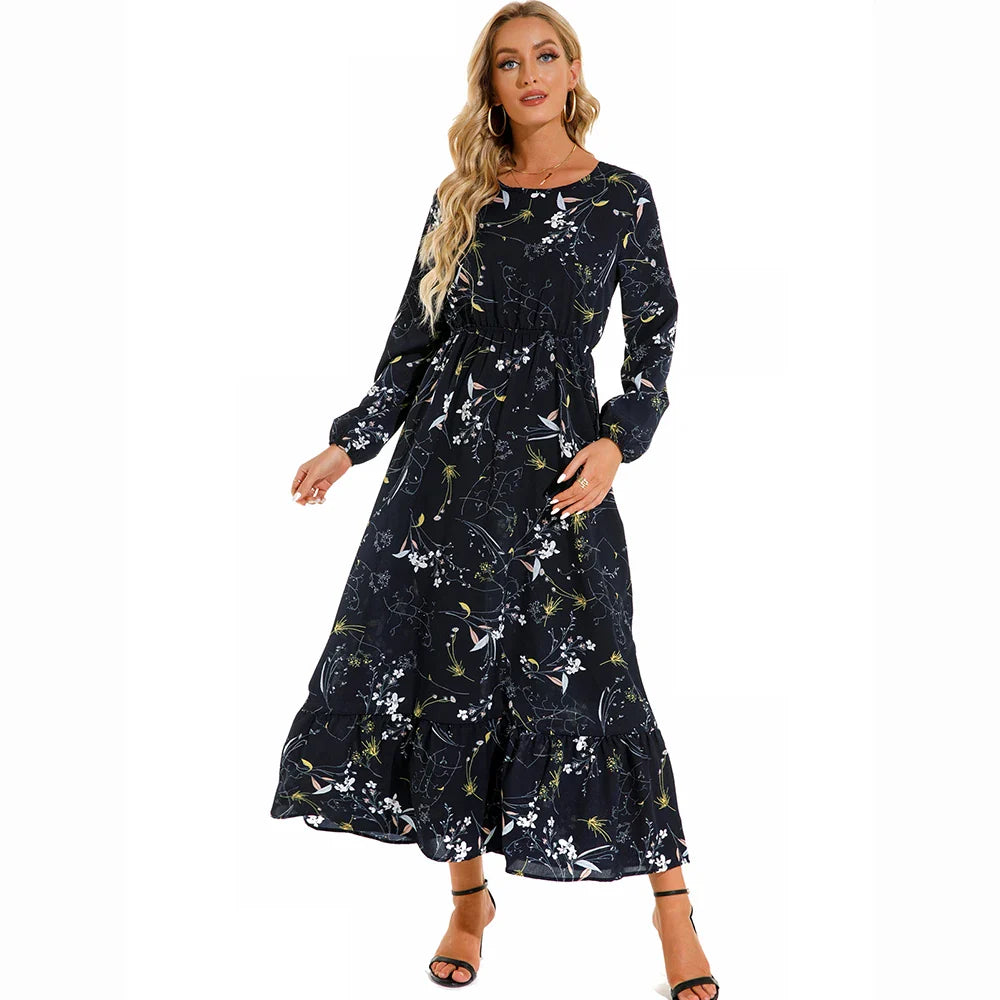 Bohemian Floral Chiffon Maxi Dress