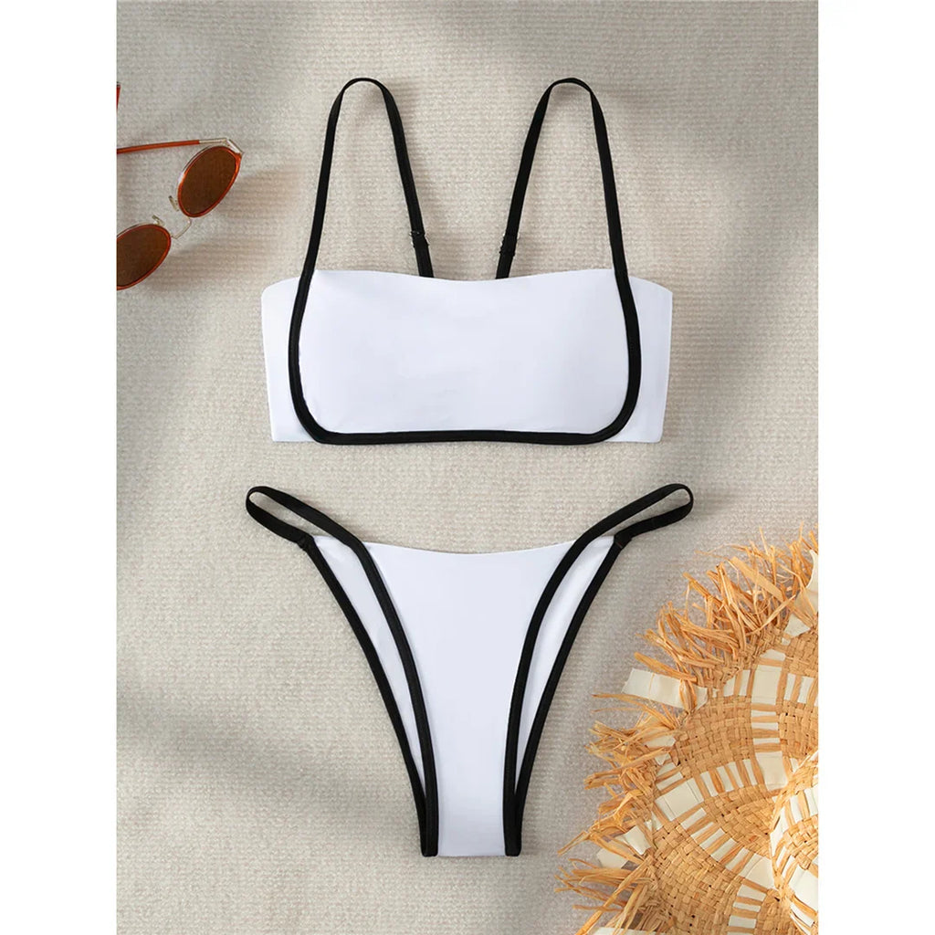 Knotted Splicing Padded Bikini WHITE