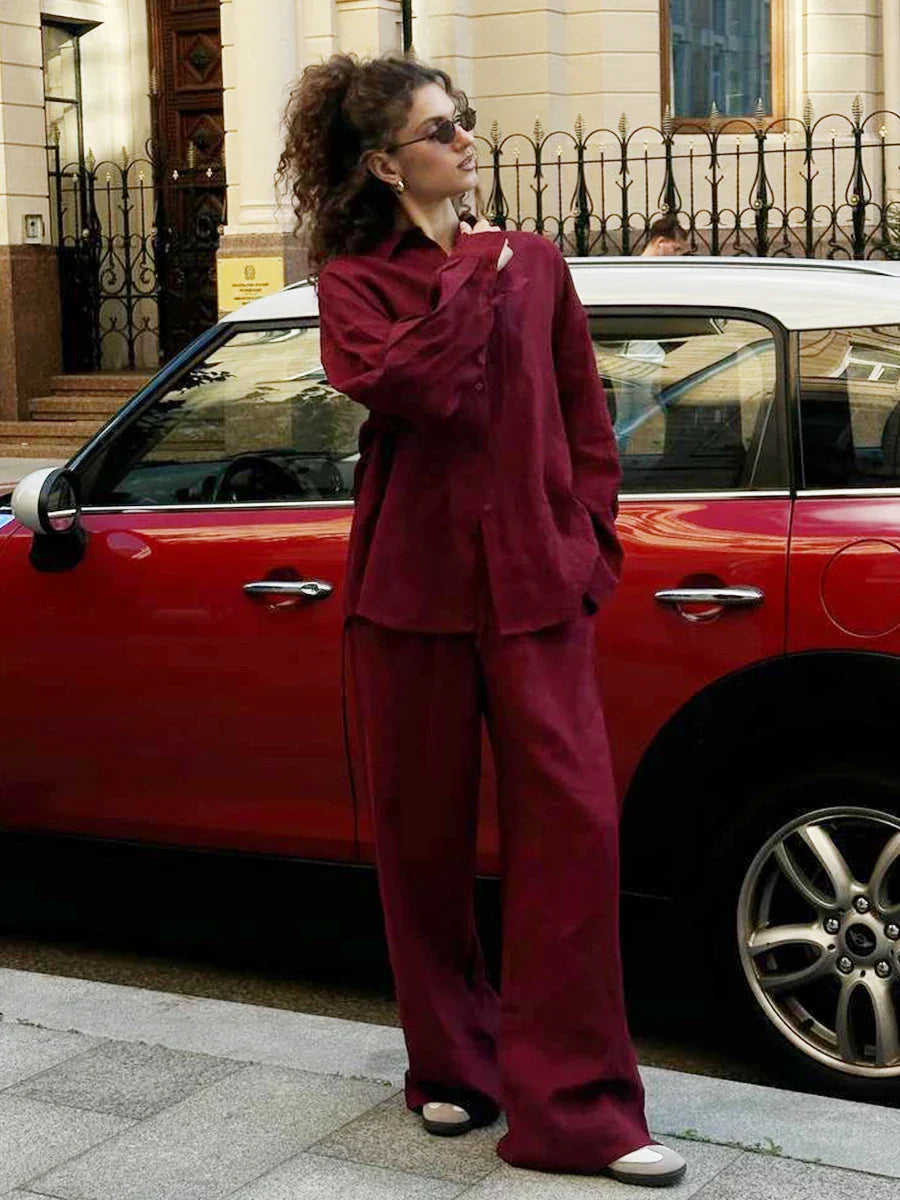 YOLANDA 2 PIECES SET Burgundy