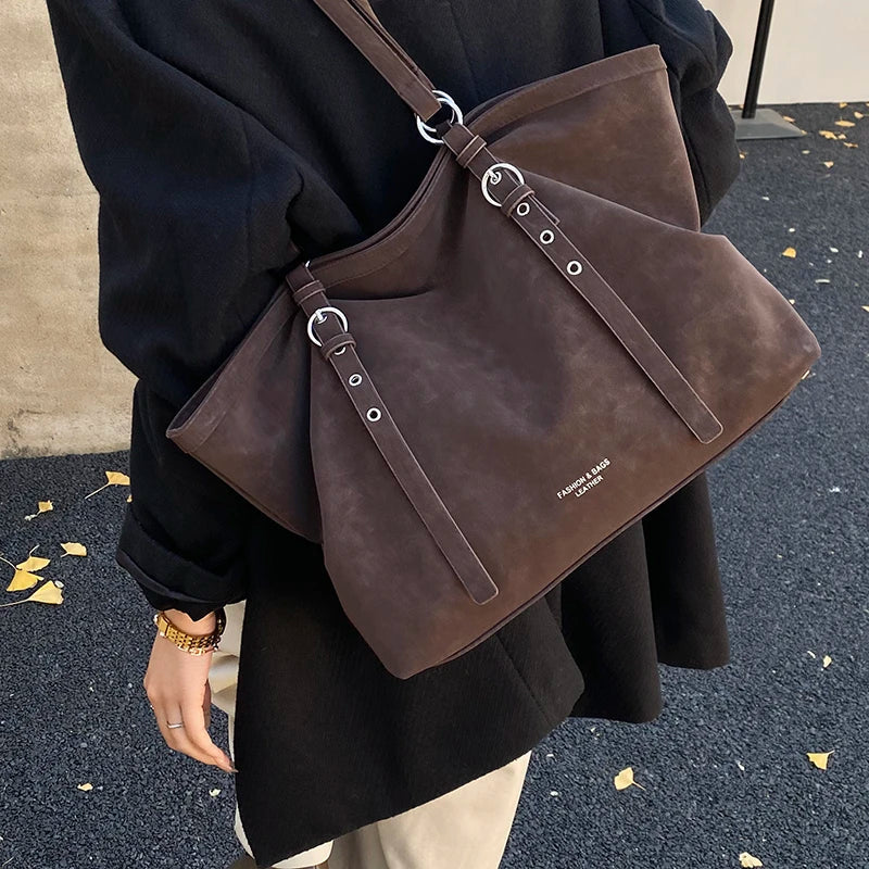 Mirella Suede Buckle Tote Bag